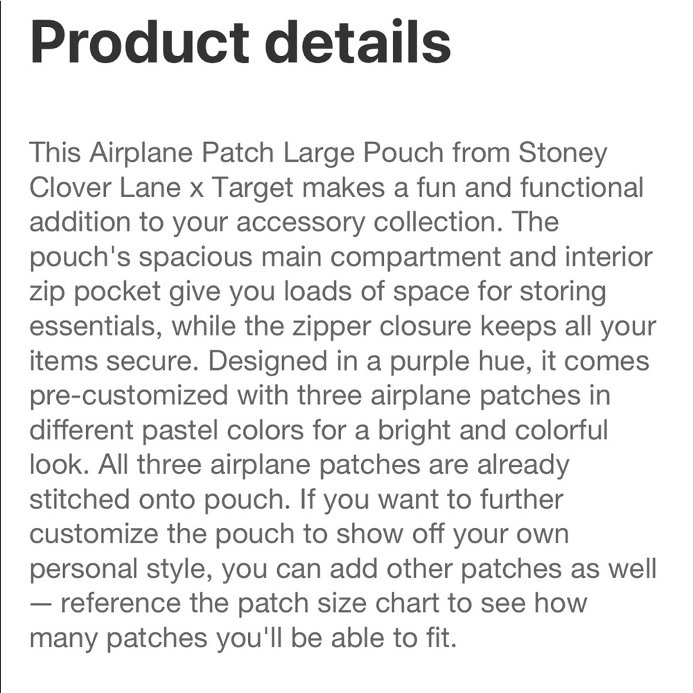 Stoney Clover Lane Airplane Patch Large Purple Pouch - Picture 5 of 8
